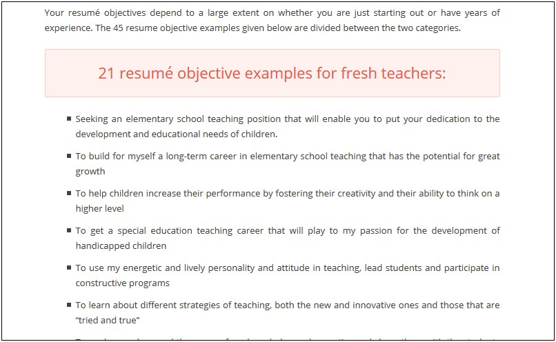 Best Wording For Resume Objective