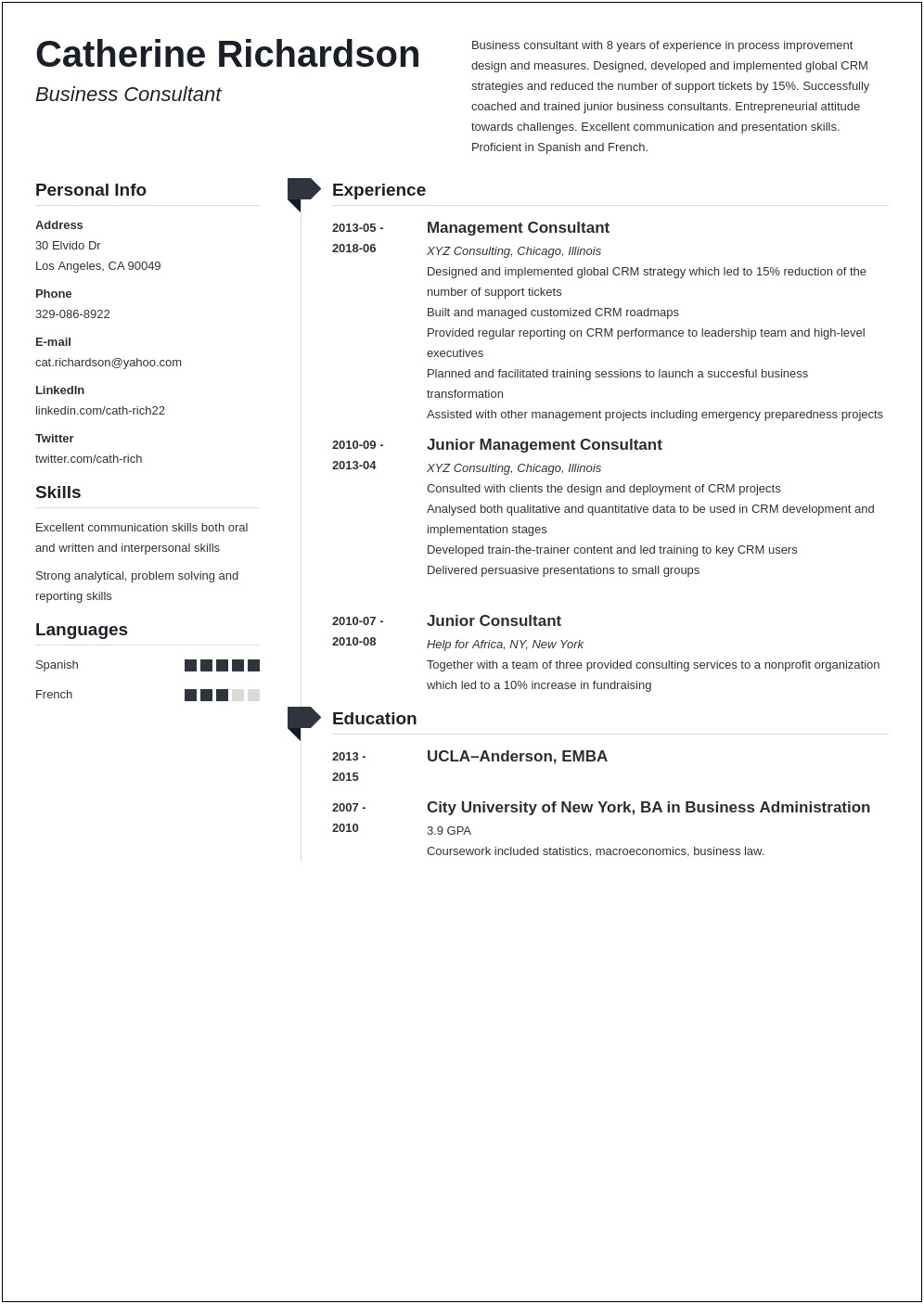Big 4 Consulting Resume Examples