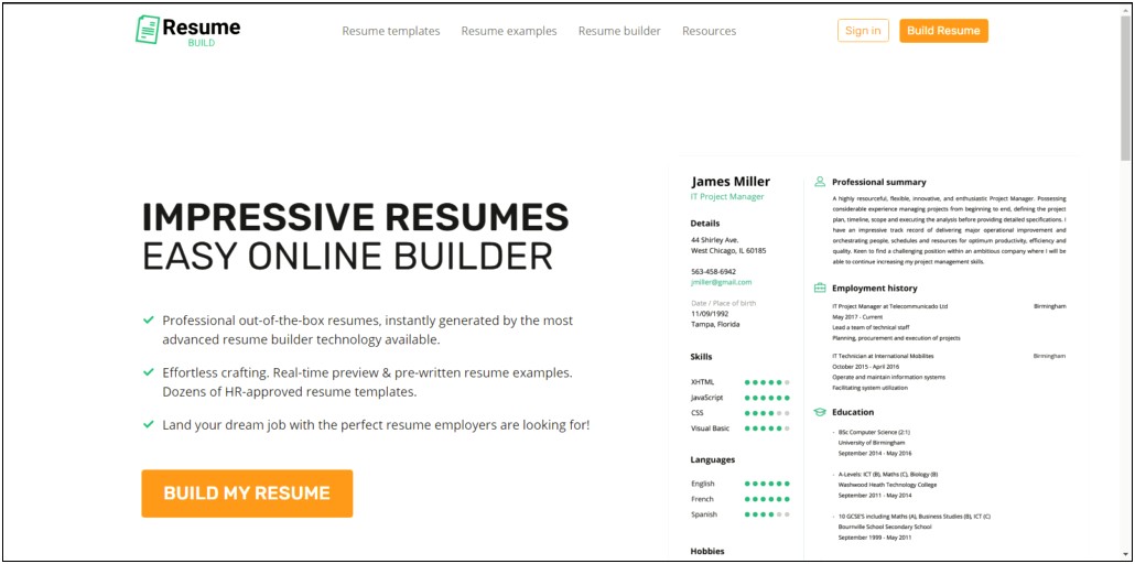Bild A Resume For Free