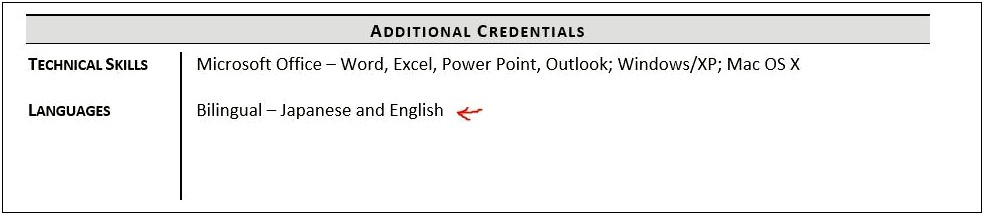 Bilingual Skill List On Resume