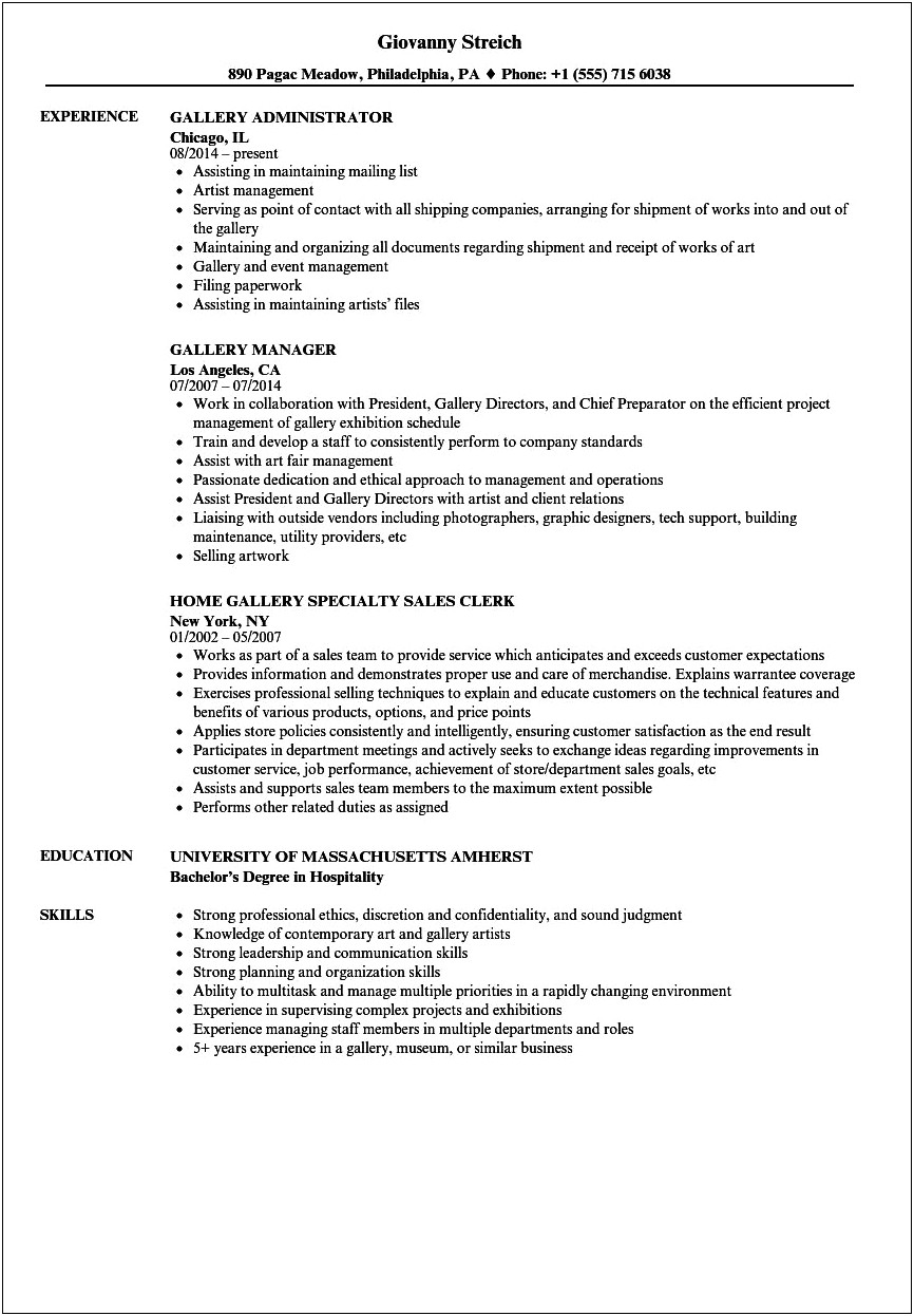 Biography Resume Example For Comptroller