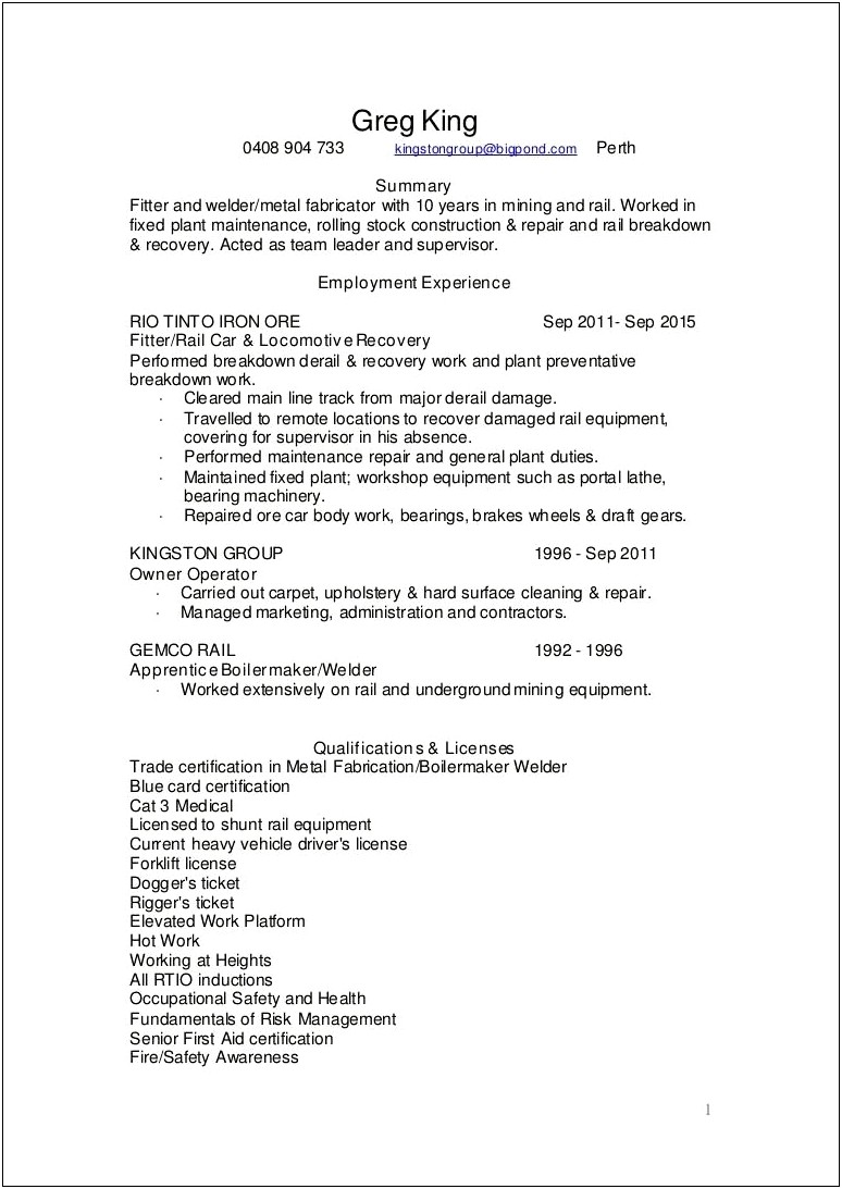 Boilermaker Job Description For Resume