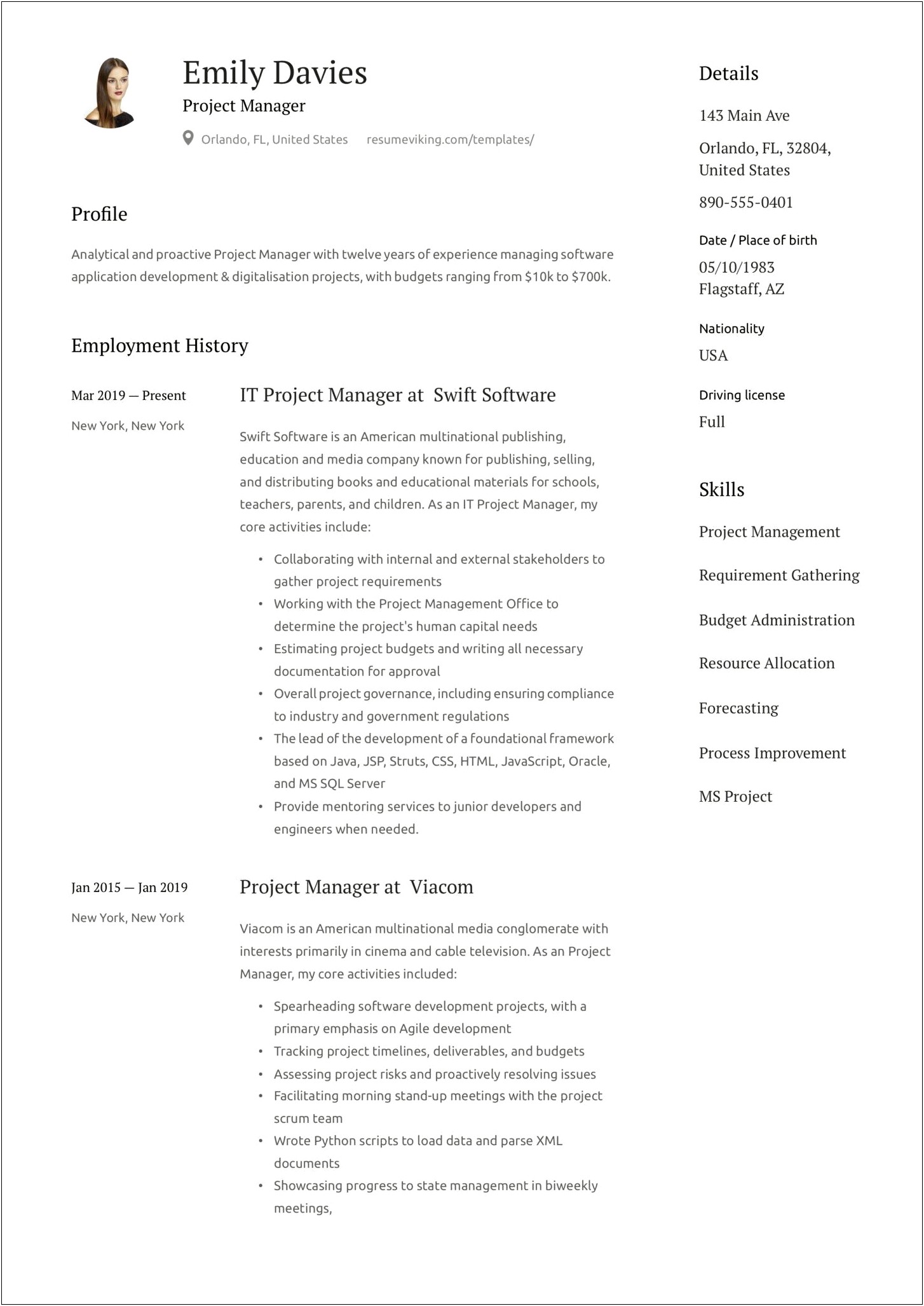 Bojective For Project Management Resume