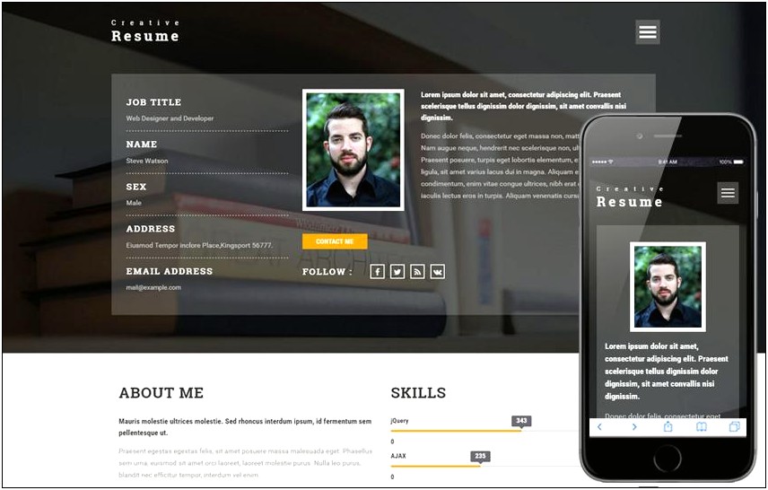 Bootstrap Responsive Resume Template Free