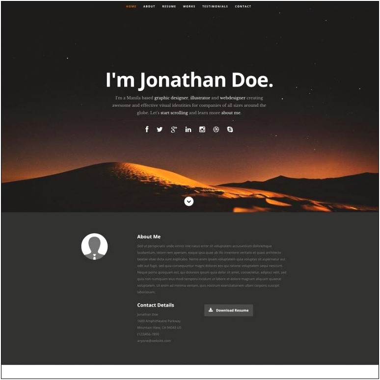 Bootstrap Resume Template Free Download