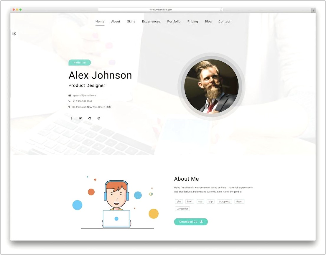 Bootstrap Resume Template Free Github