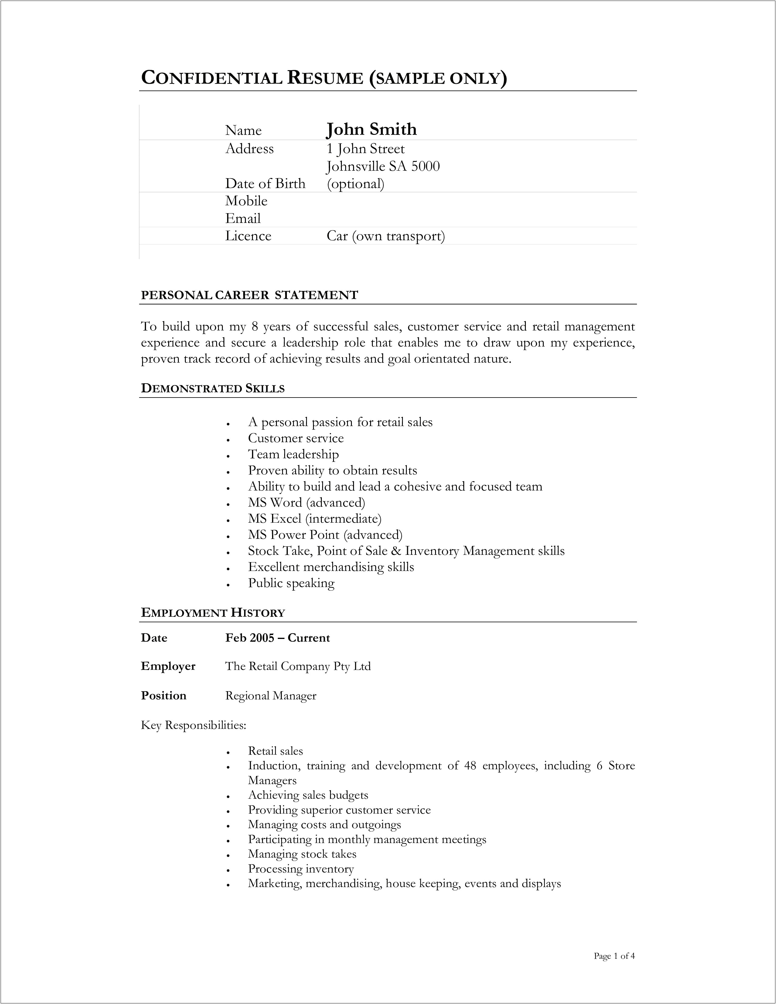 Boutique Owner Job Description Resume