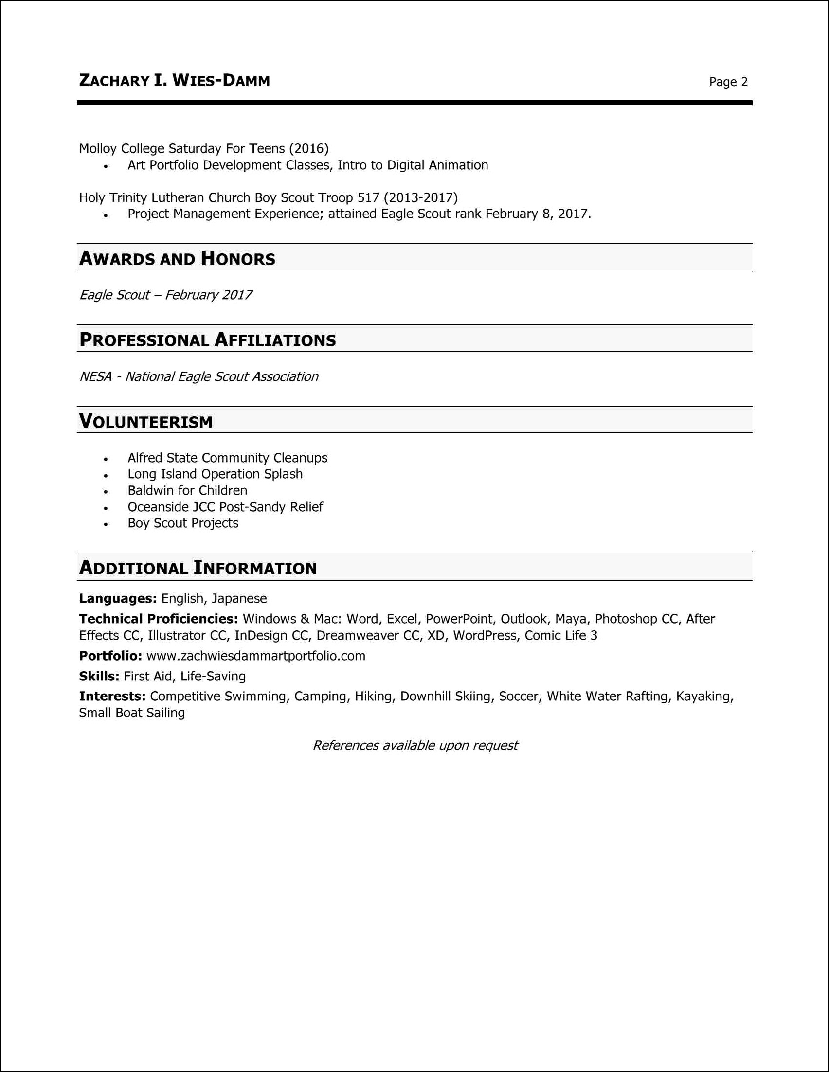 Boy Scout Skills For Resume
