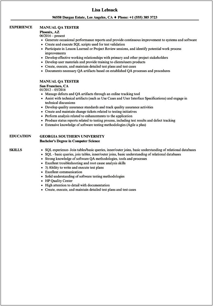 Bullet Comments For Resume Examples