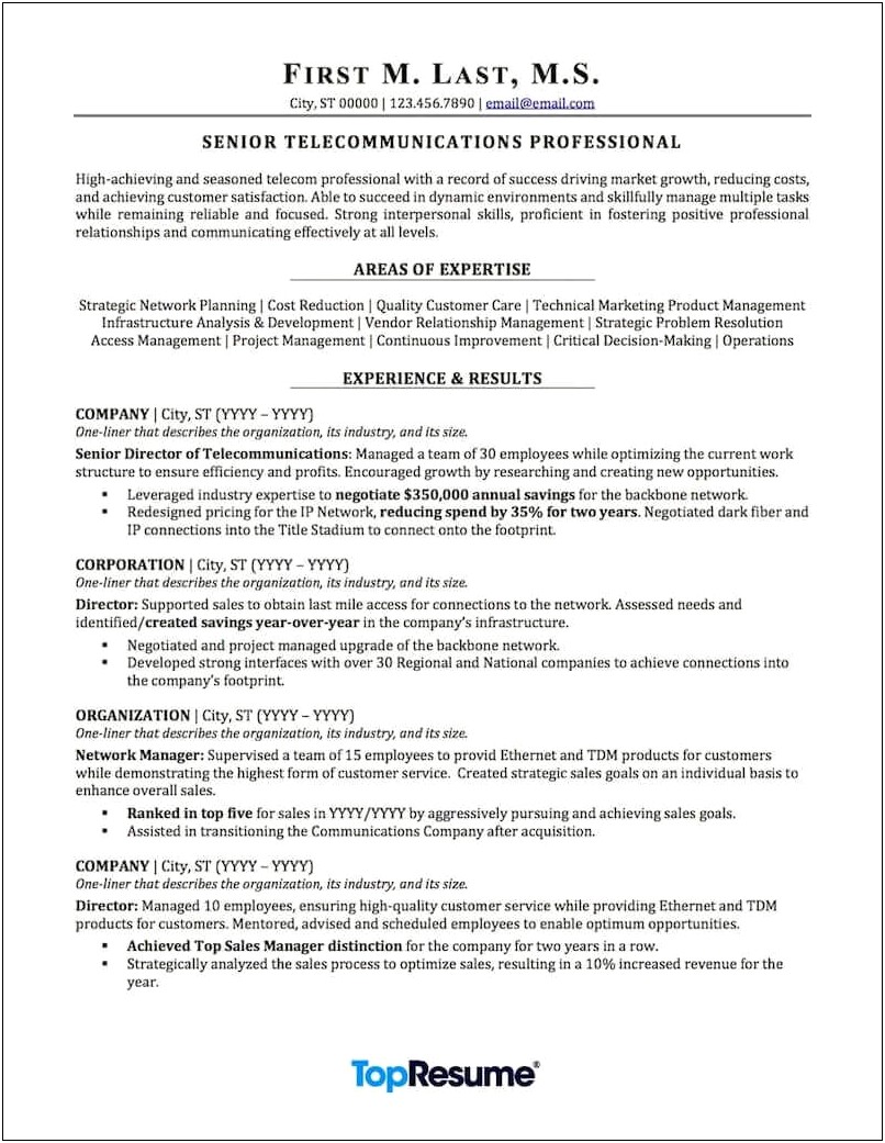 Bullet Points For Project Manager Resume