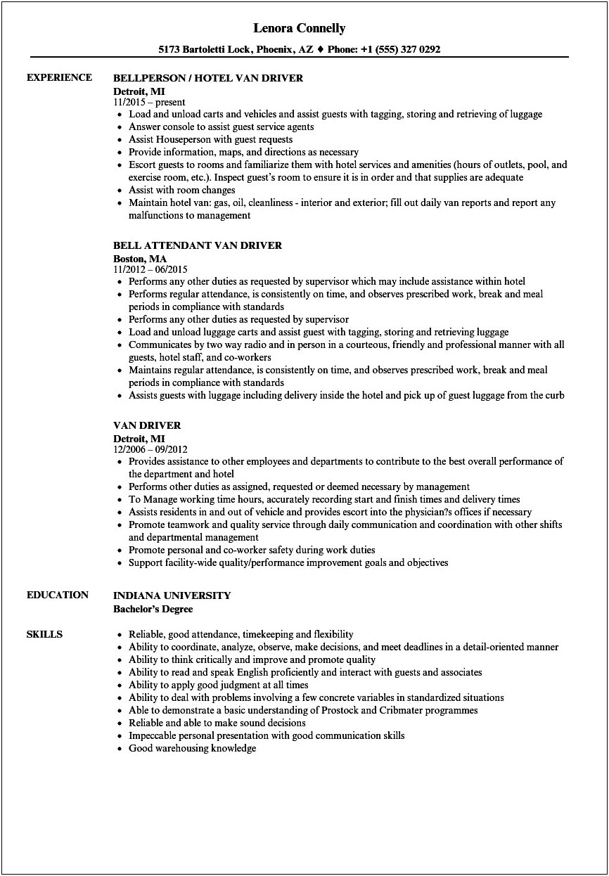Bus Driver Resume Examples Healthcare Patient Driver Position
