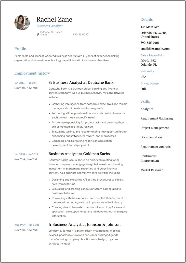 Business Analyst 3 Resume Sample