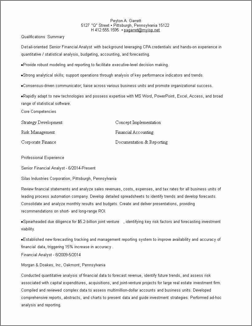 Business Analyst Accounting Sample Resume