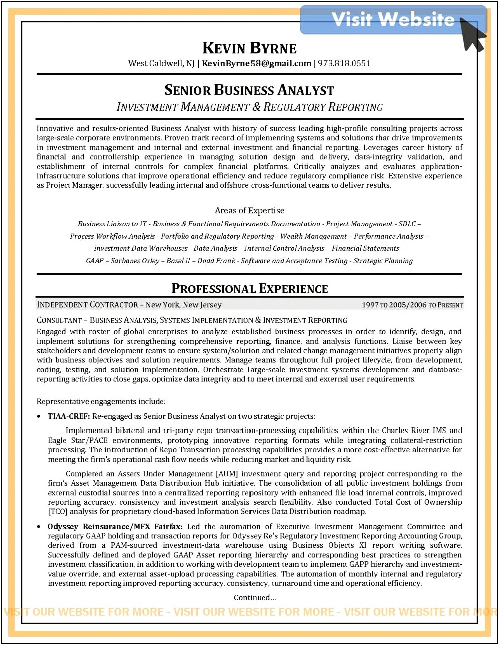 Business Analyst Asset Management Resume
