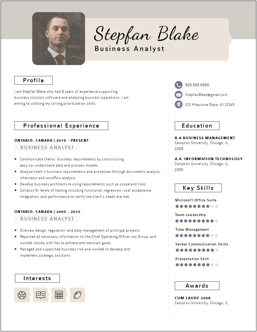 Business Analyst Free Resume Template