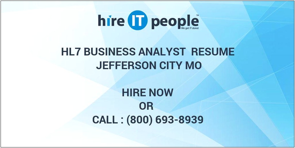 Business Analyst Hl7 Resume Sample