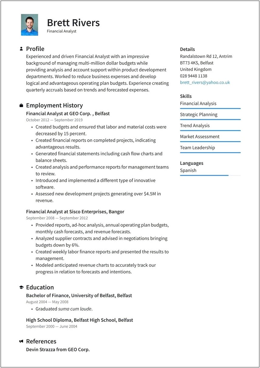 Business Analyst Interface Resume Sample