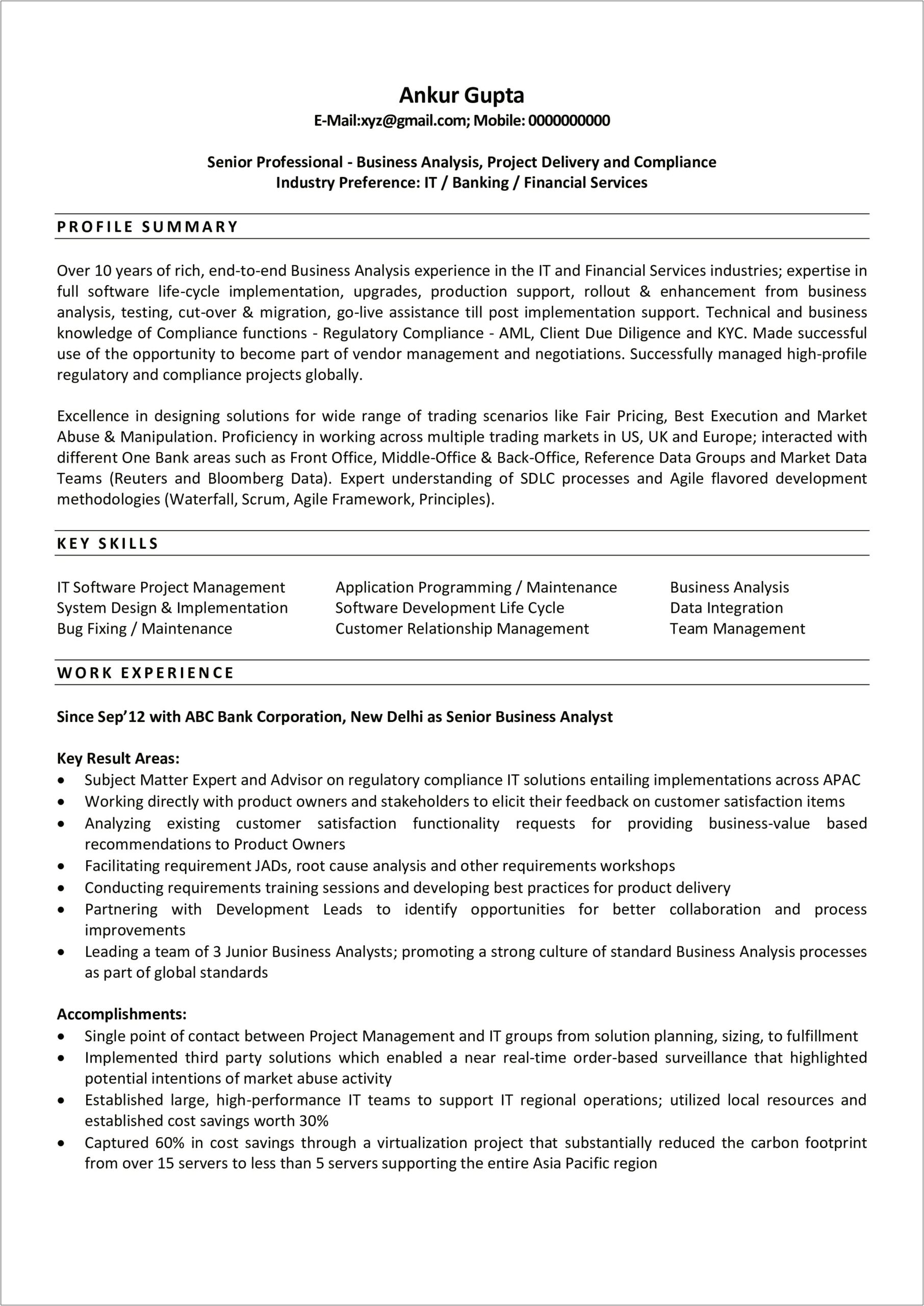 Business Analyst Olap Resume Examples