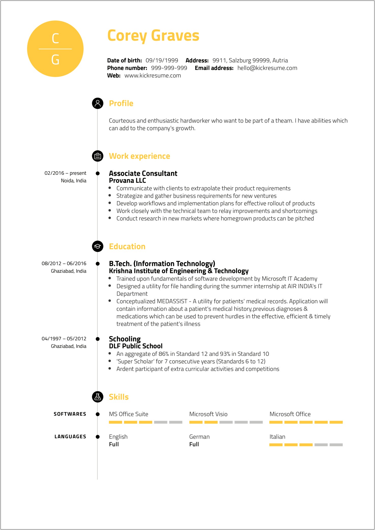 Business Analyst Profile Sample Resume