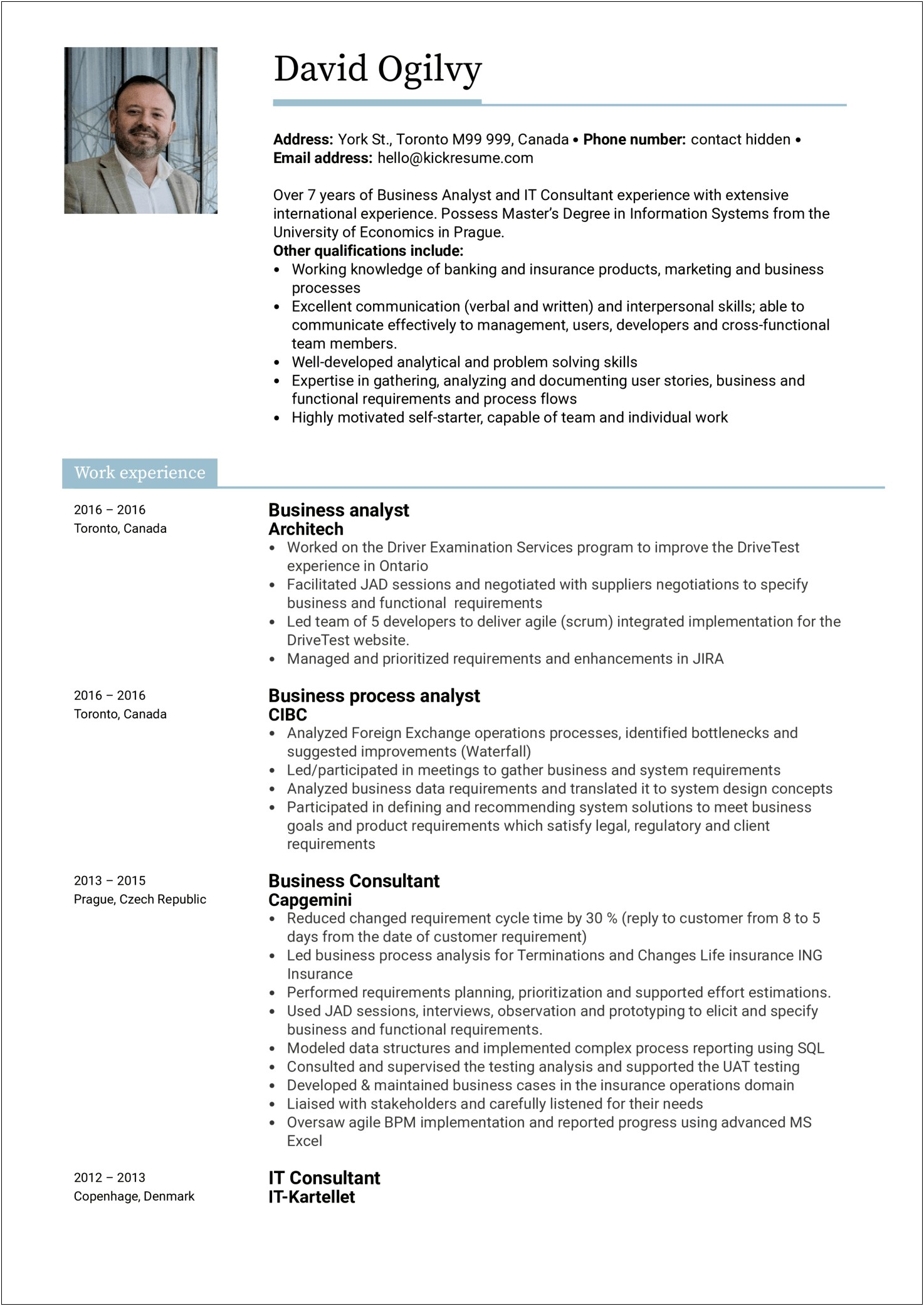 Business Analyst Resume Example Create My Resume