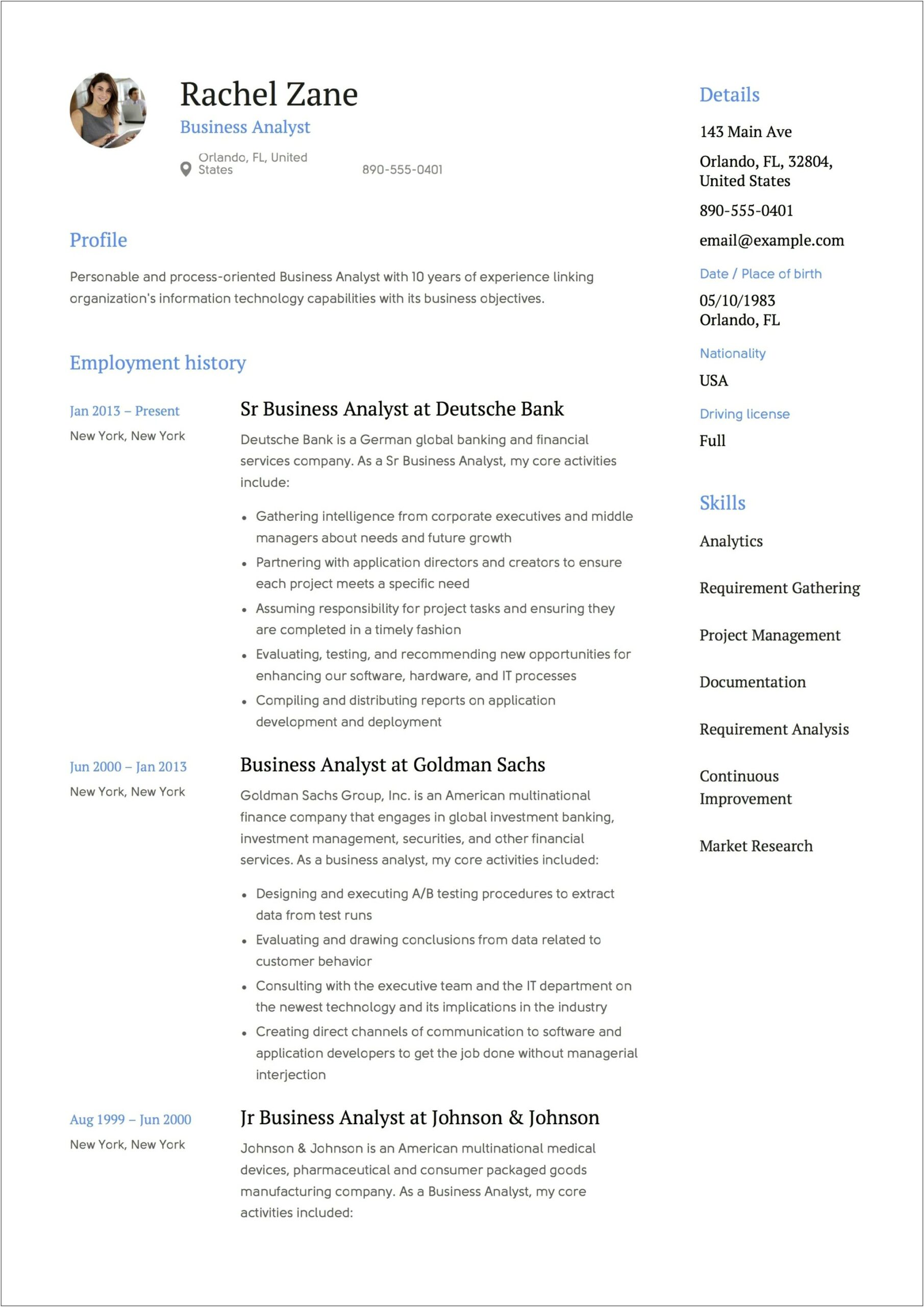 Business Analyst Resume With Scrum Experience