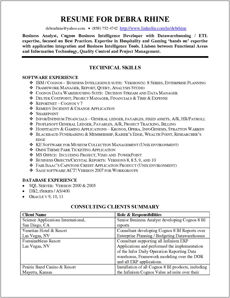 Business Analyst Sample Resume For Freshers