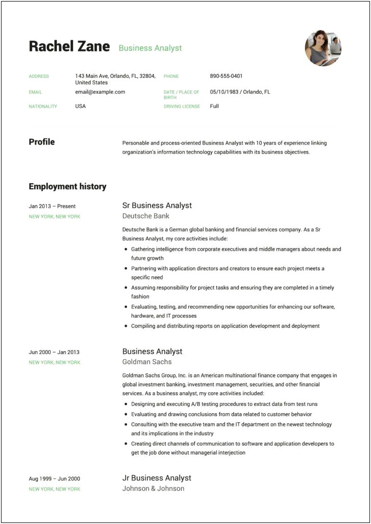 Business Analyst With Aladdin Sample Resume