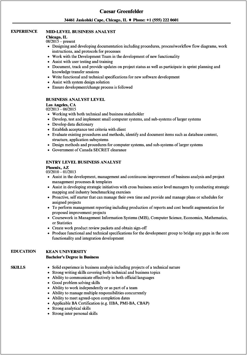 Business Analyst With E Clinical Works Resume