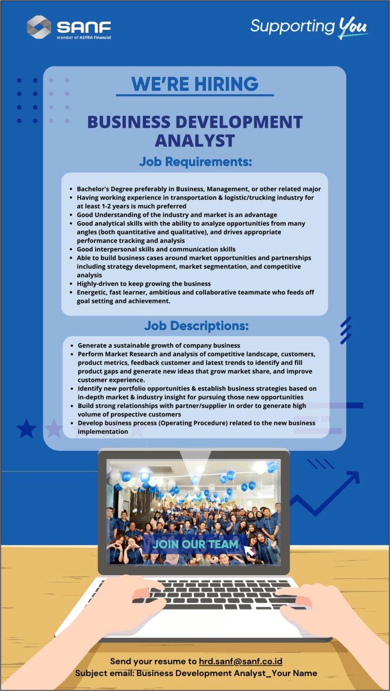 Business Development Job Resume Description