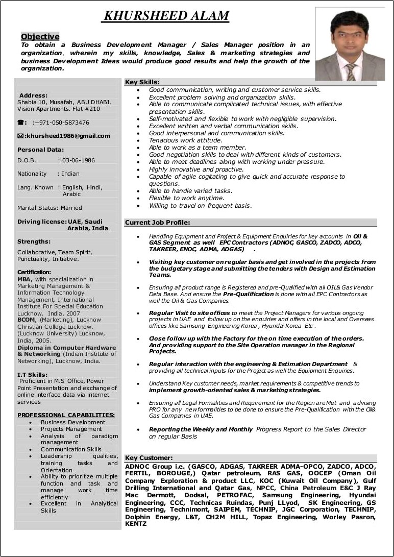 Business Development Manager Resume Template
