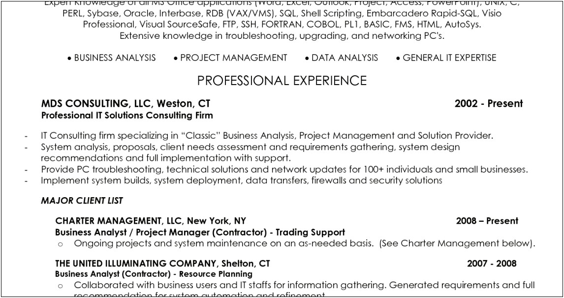 Business Intelligence Manager Sample Resume