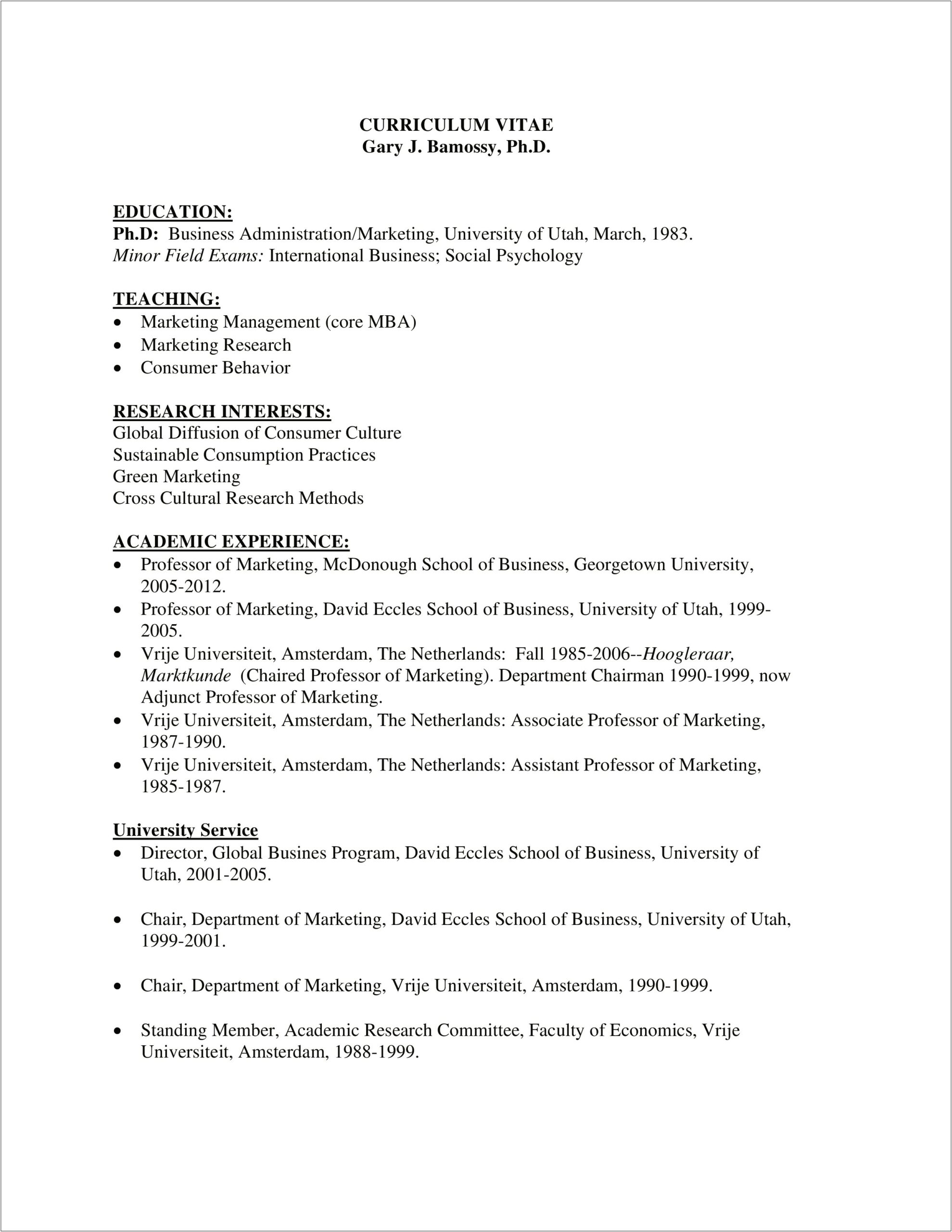Business Management And Adminitration Resume