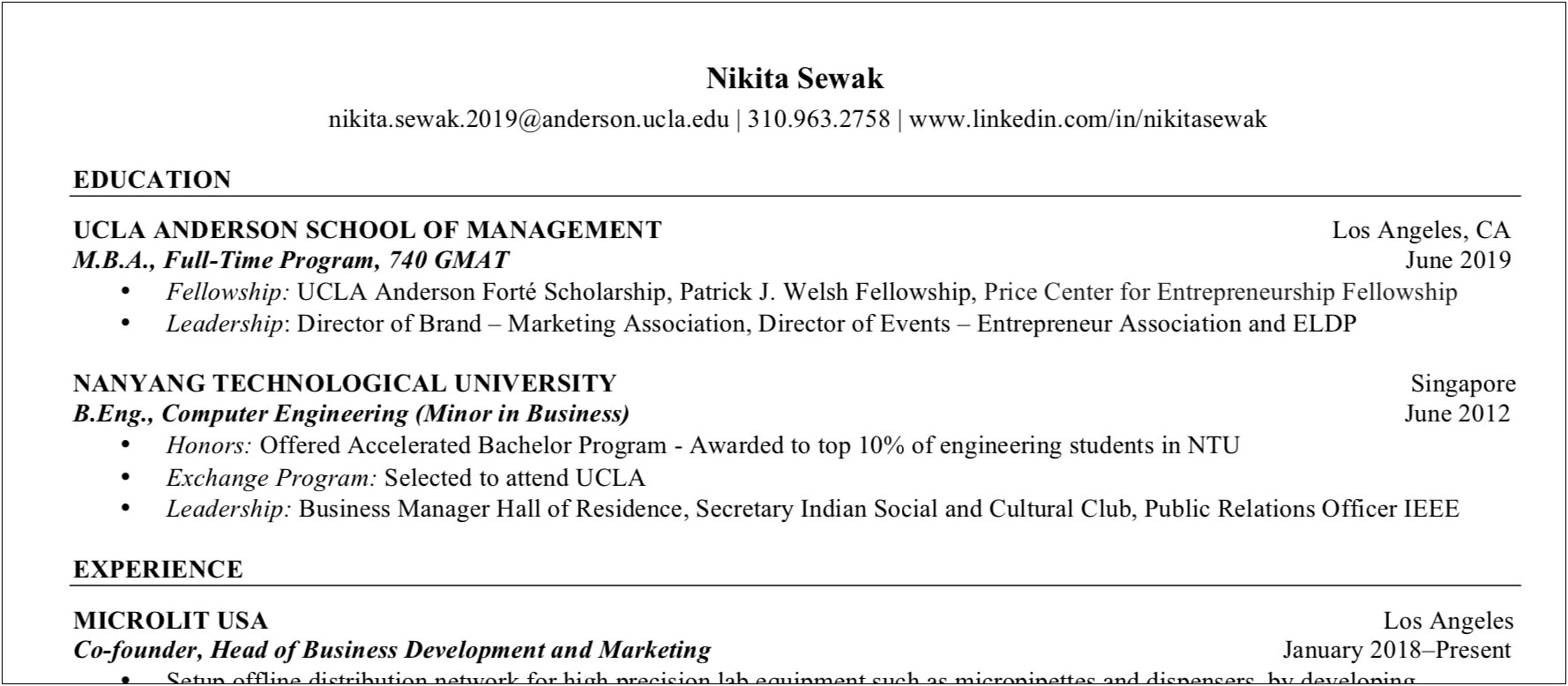 Business Manager For A Club Resume