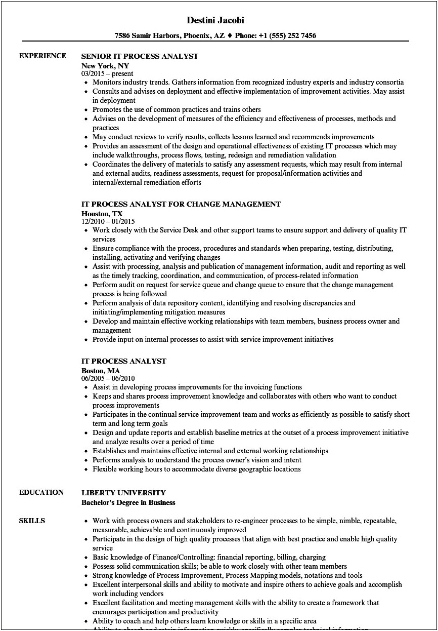 Business Process Analyst Resume Objective