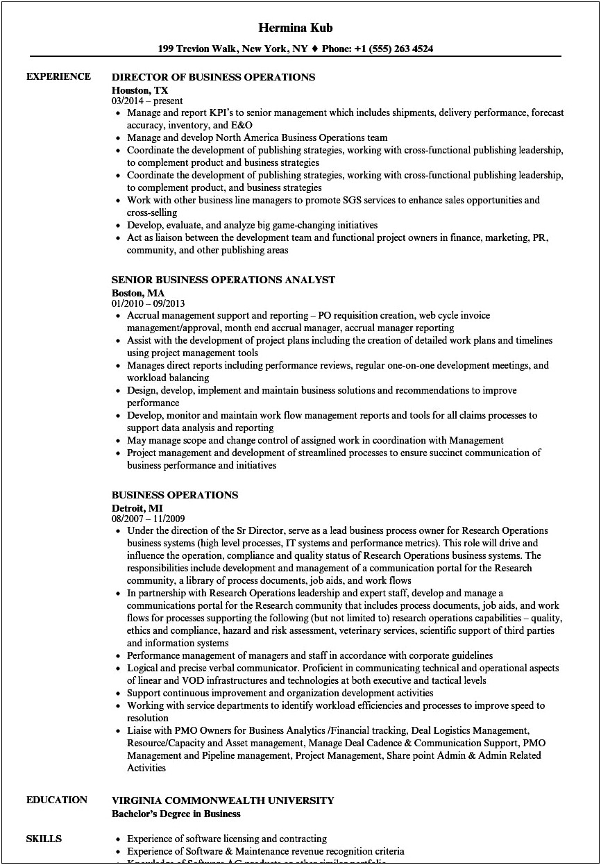 Business Process Manager Resume Sample