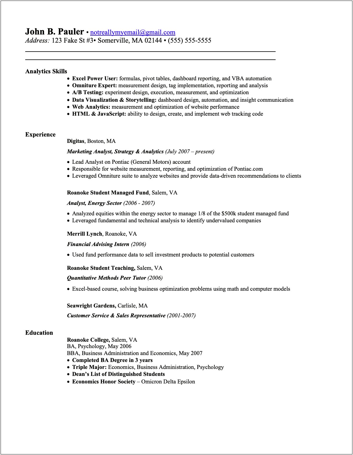 Business Reporting Analyst Sample Resume