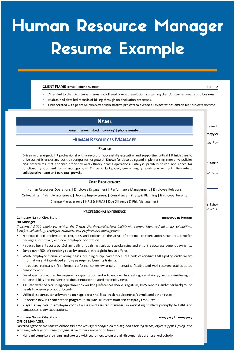 Business Resume In Human Resource Management