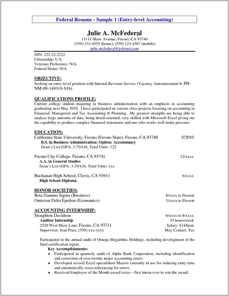 Business Resume Objective Statement Examples