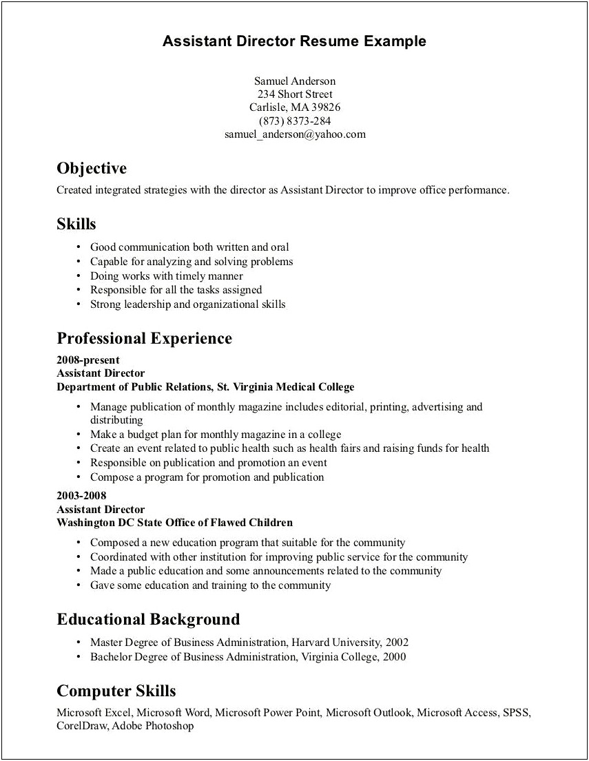 Business Skills For Resume Examples