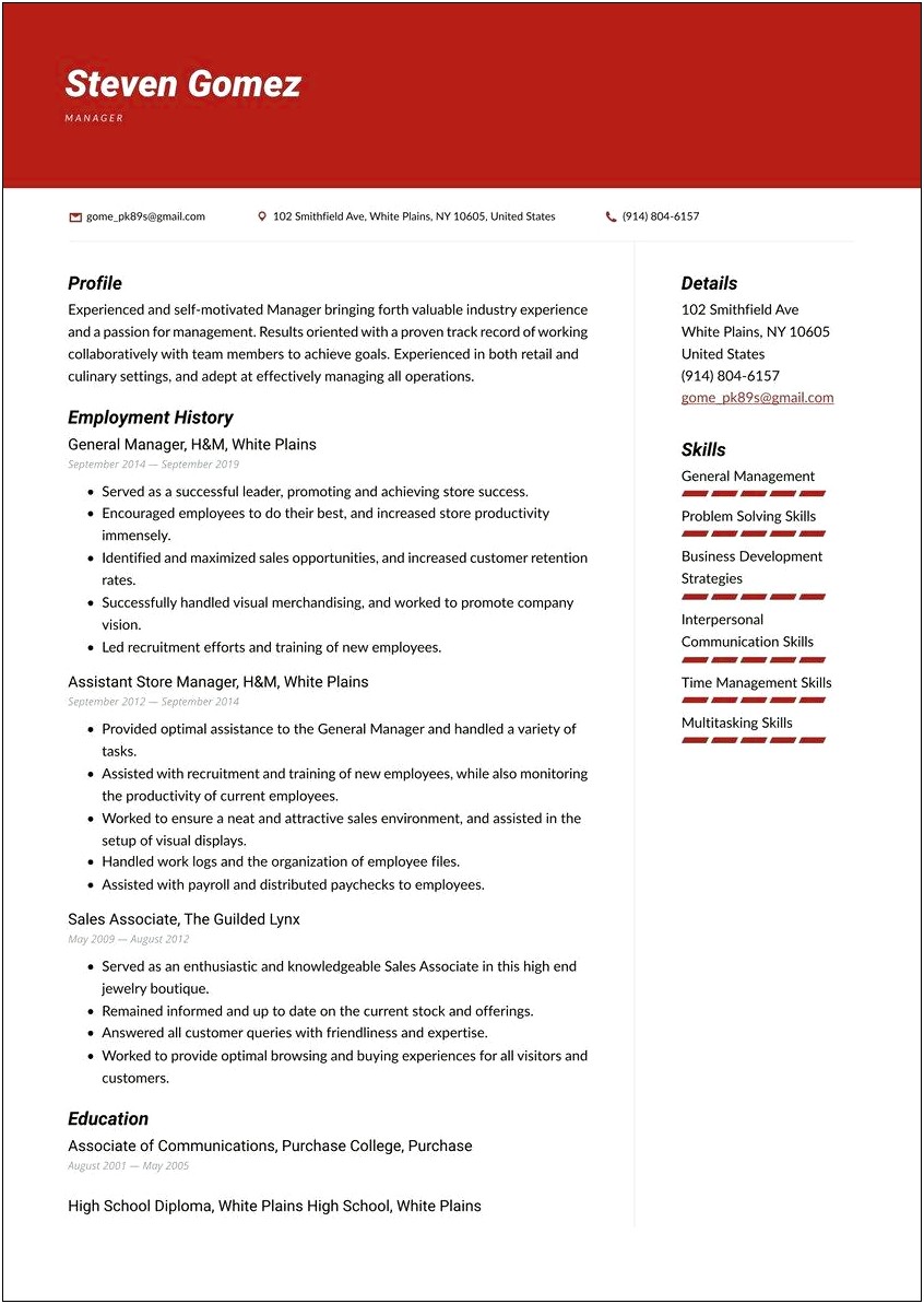 Business Strategy And Operations Associate Resume Examples