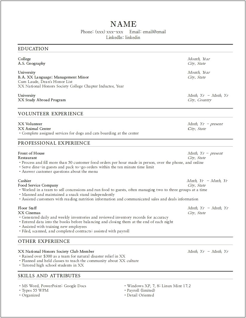 Cafe Cashier Job Description Resume