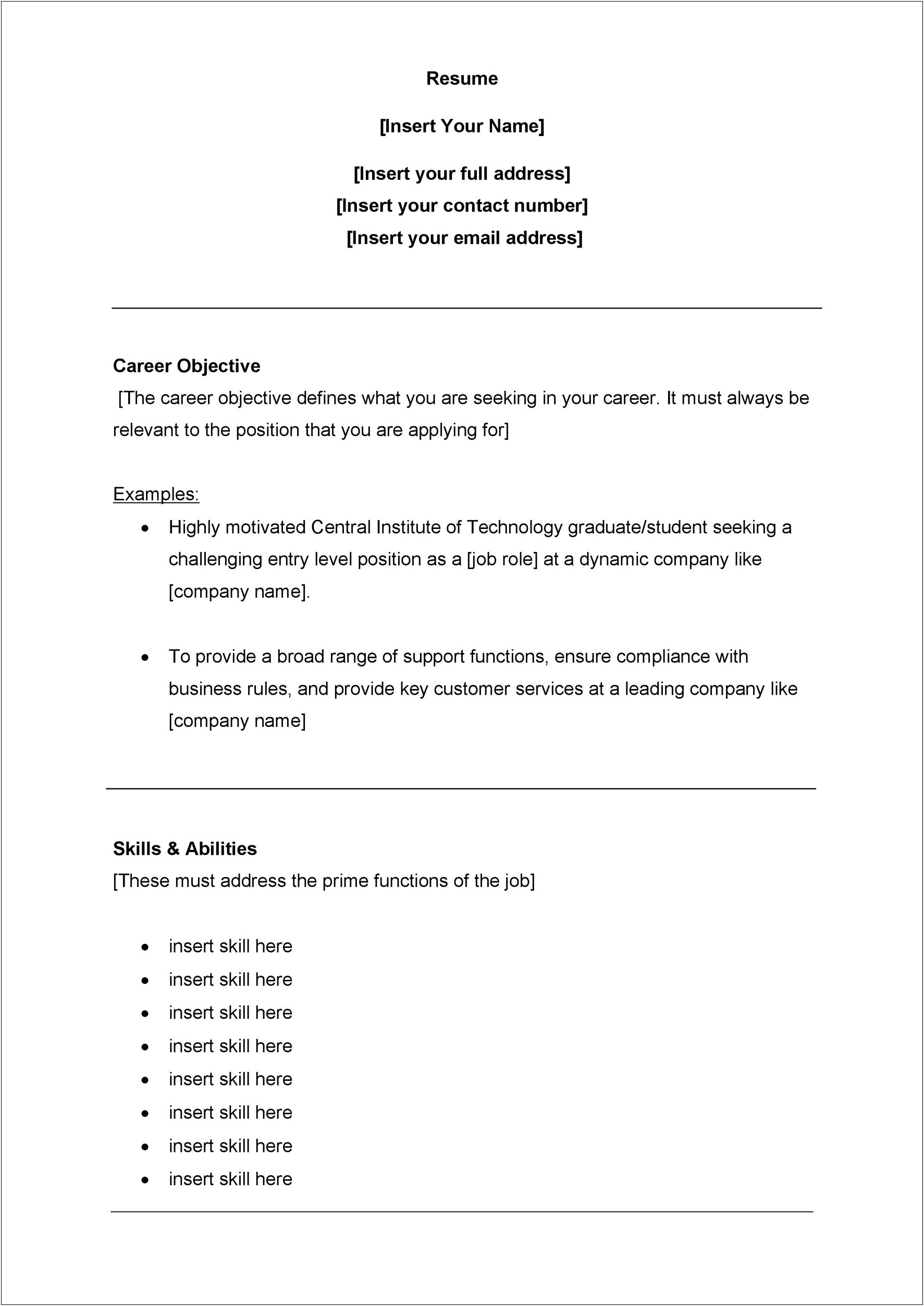 Call Center Objective On Resume