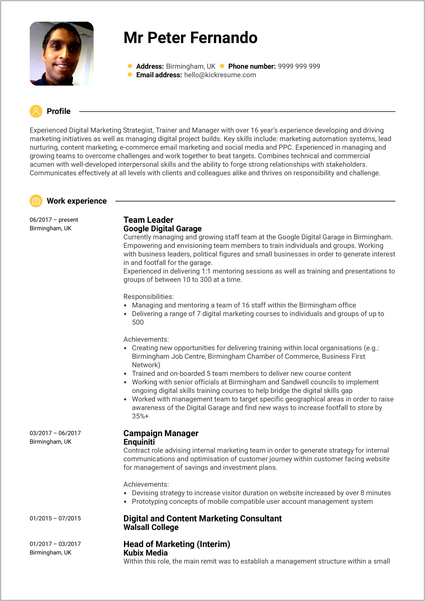 Campaign Manager Duties For Resume