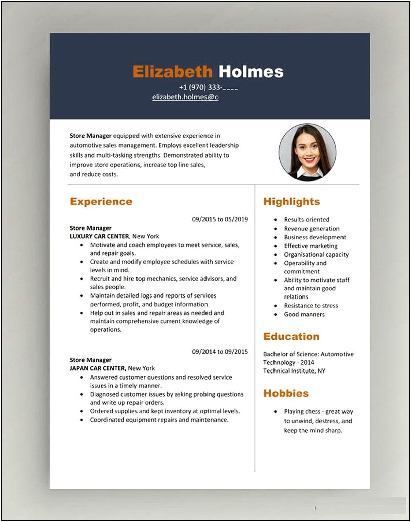 Canadian Working Holiday Visa Resume Template
