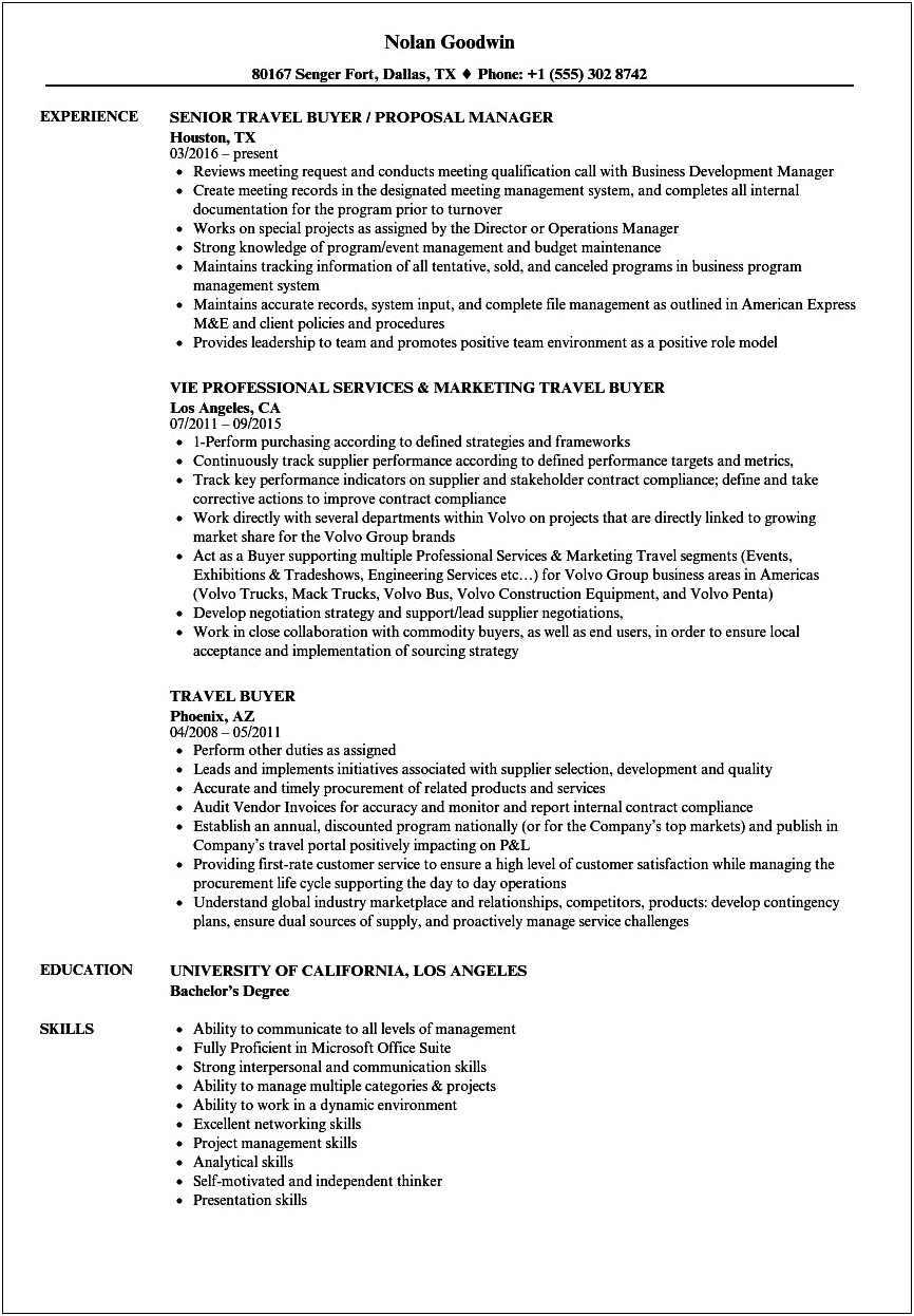 Car Buyer Job Description For Resume