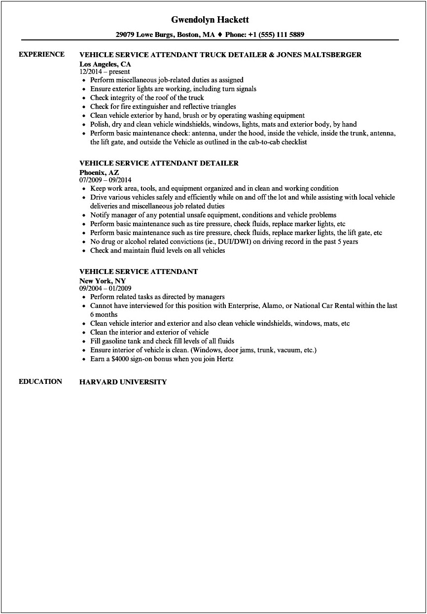 Car Polisher Job Description For Resume