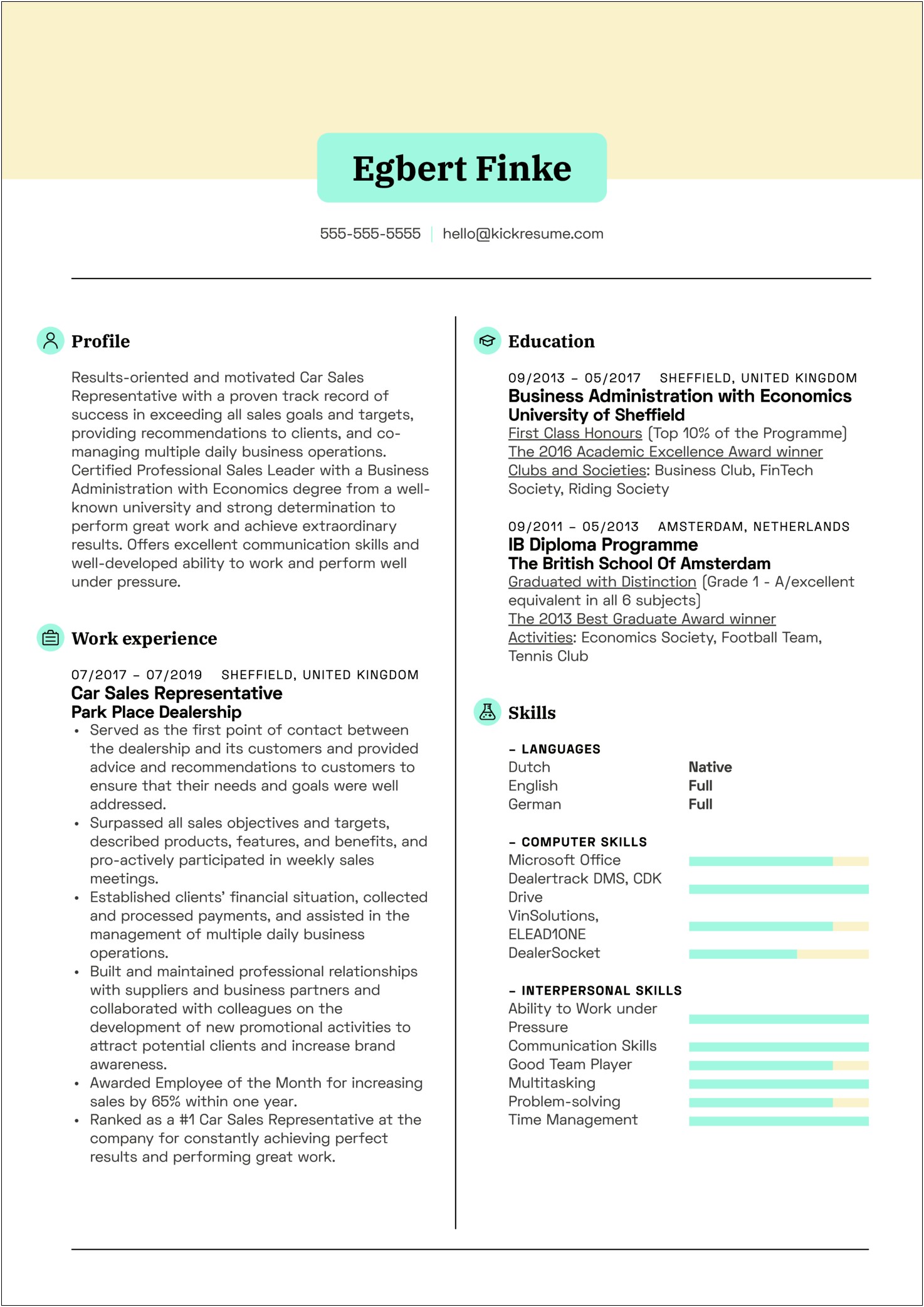 Car Sales Consultant Job Description Resume
