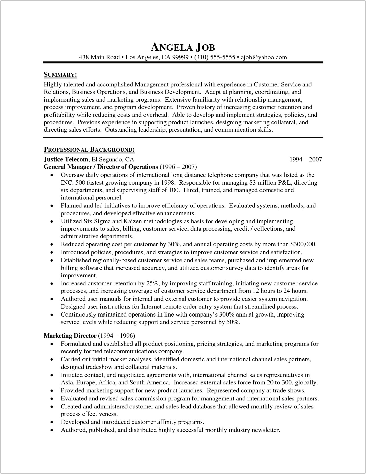 Car Sales Office Manager Resume