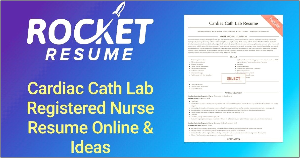 Cardiac Cath Lab Nurse Resume Example