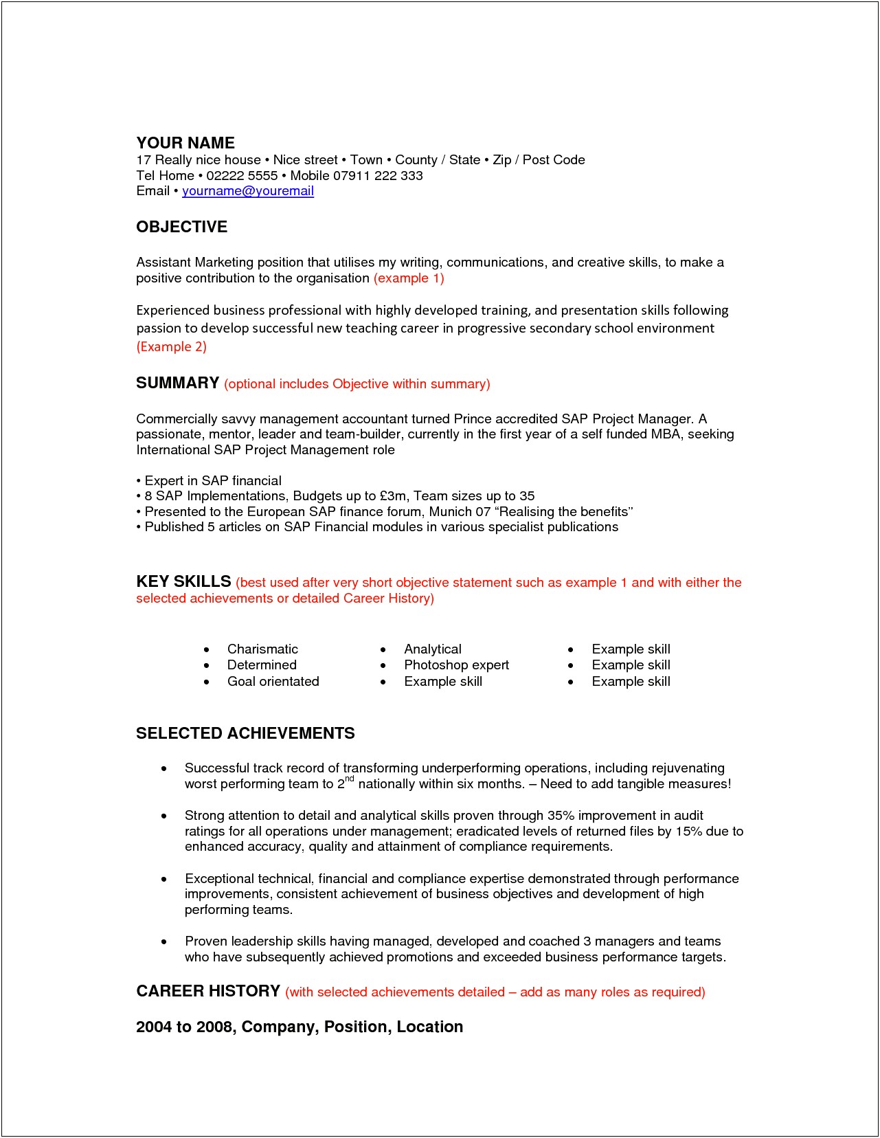 Career Goals Definition Examples For Resume